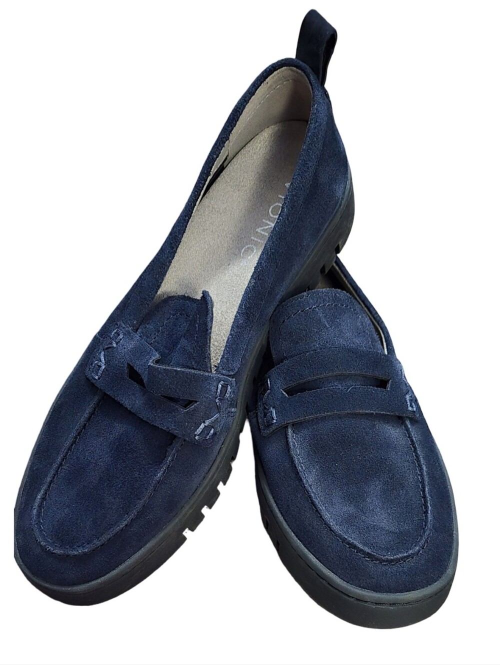 Vionic Navy Suede Penny Loafers for Women Flats Casual Cimfortable Suze 7.5